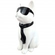 Statue chat résine blanc lunettes écharpe noires 30 cm - 2