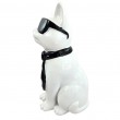 Statue chat résine blanc lunettes écharpe noires 30 cm - 3