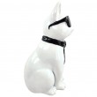 Statue chat résine blanc lunettes écharpe noires 30 cm - 5