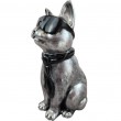 Statue chat en résine acier avec lunettes et cravate noires 30 cm - 2