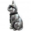 Statue chat en résine acier avec lunettes et cravate noires 30 cm - 3