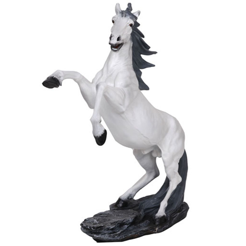 cheval cabré blanc socle