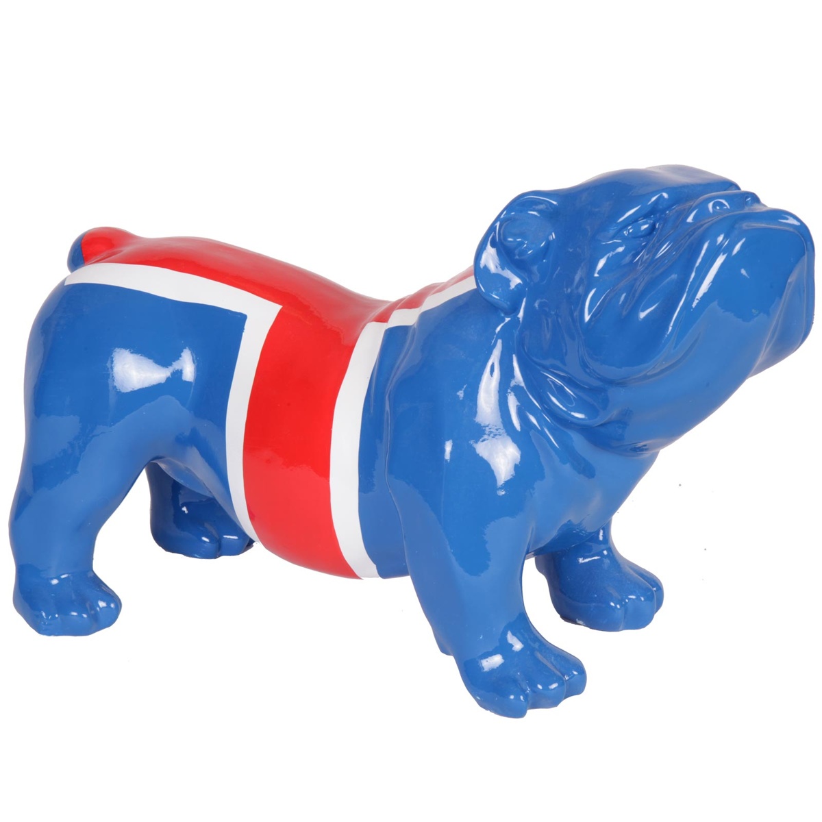 bouledogue statue resine drapeau 60 cm