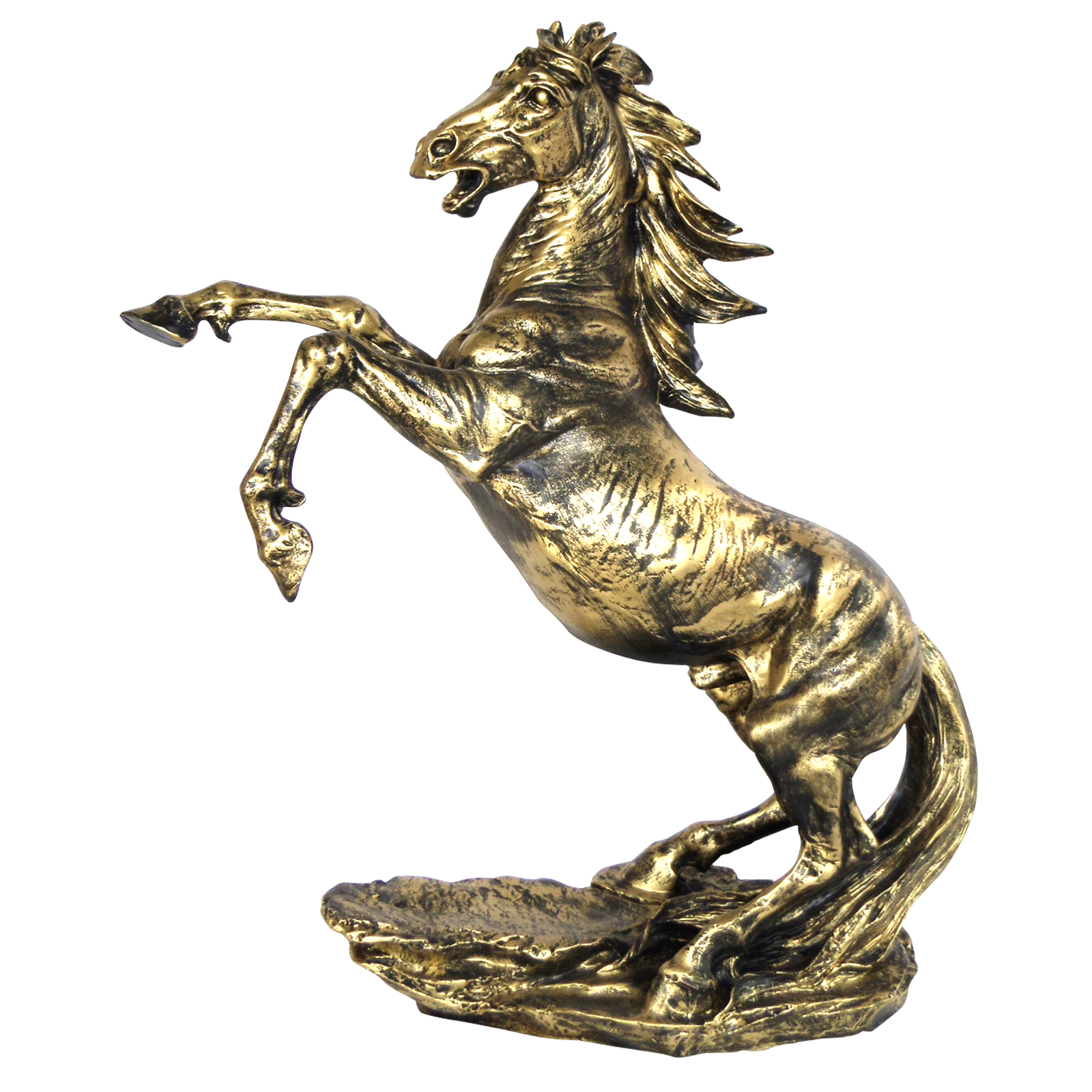 cheval cabré antique resine socle