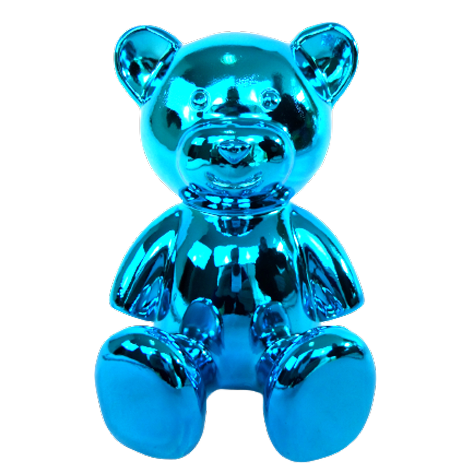 ours bleu chromé assis