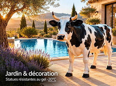 Statue vache résine jardin terrasse extérieur résistante gel