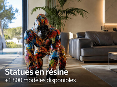 Statue gorille résine multicolore décoration salon intérieur